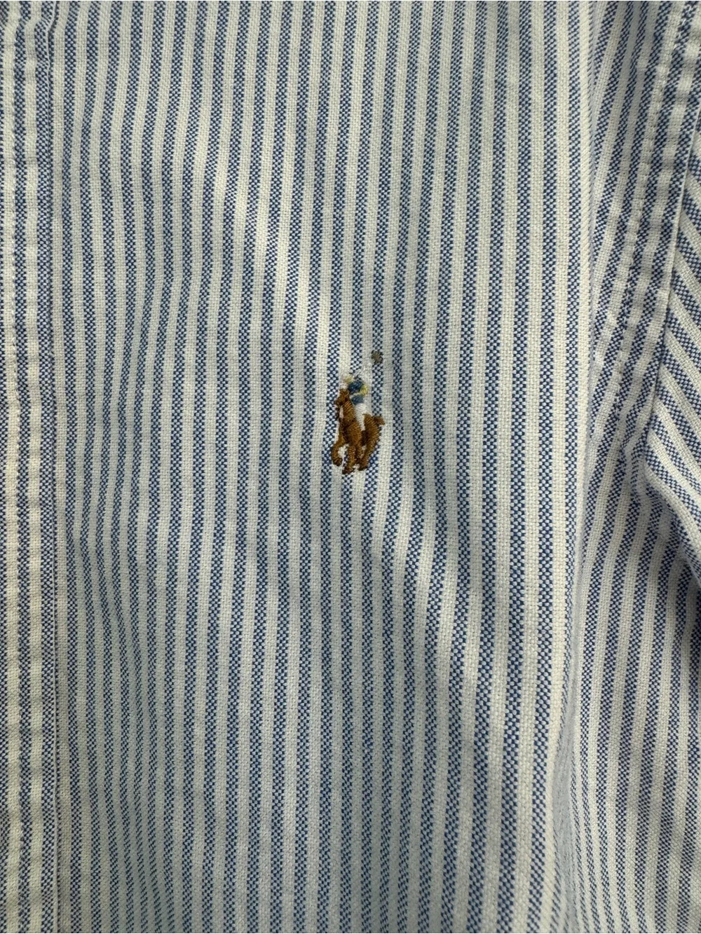 Ralph Lauren Blue and White Striped Button-Down Shirt
